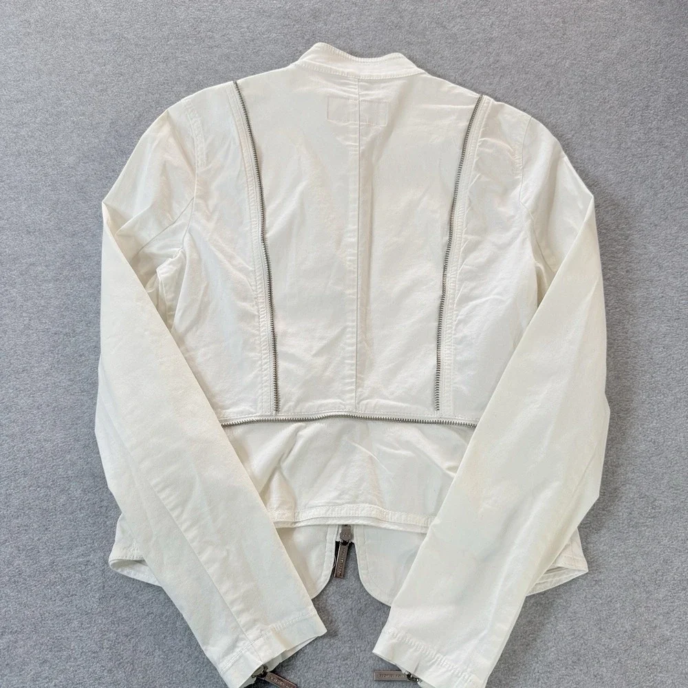Michael Kors White Utility Jacket‎ Women's Size 4 Zip Front Cotton Stretch